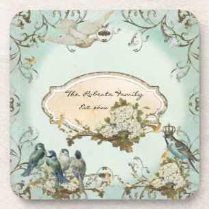 Enchanted Woodland Birds Dove Swirl Personalized Drankjes Onderzetter