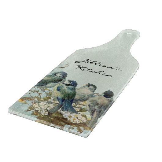 Enchanted Woodland Birds Dove Swirl Personalized Snijplank (Hoek)