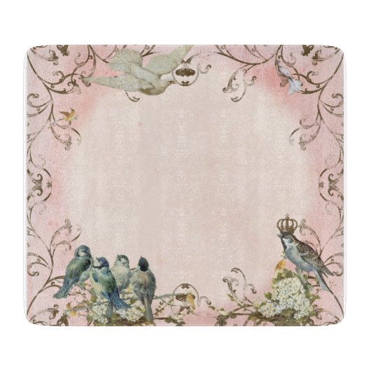 Enchanted Woodland Birds Dove Swirl Personalized Snijplank (Voorkant)