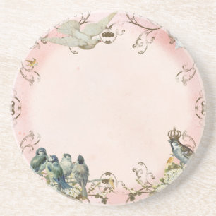 Enchanted Woodland Birds Dove Swirl Personalized Zandsteen Onderzetter
