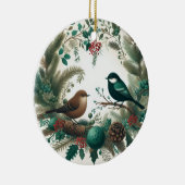 Enchanted Woodland Birds en Boughs Keramisch Ornament (Rechts)