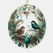 Enchanted Woodland Birds en Boughs Keramisch Ornament (Links)