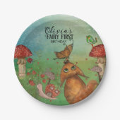 Enchanted Woodland Creatures Fairy Eerste Verjaard Papieren Bordje (Voorkant)