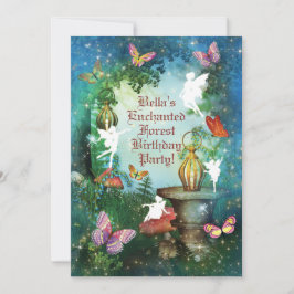 Enchanted Woodland Fairy Forest Party Invitation Kaart