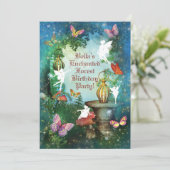 Enchanted Woodland Fairy Forest Party Invitation Kaart (Staand voorkant)