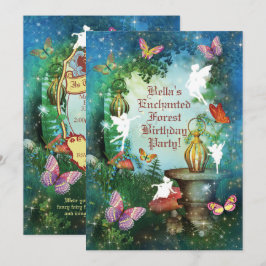Enchanted Woodland Fairy Forest Party Invitation Kaart