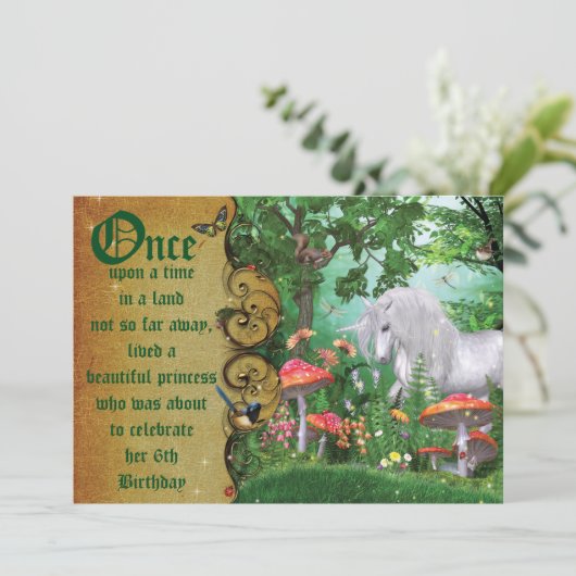 Enchanted Woodland Fairy Forest Party Invitation Kaart (Staand voorkant)