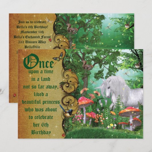 Enchanted Woodland Fairy Forest Party Invitation Kaart (Voorkant / Achterkant)