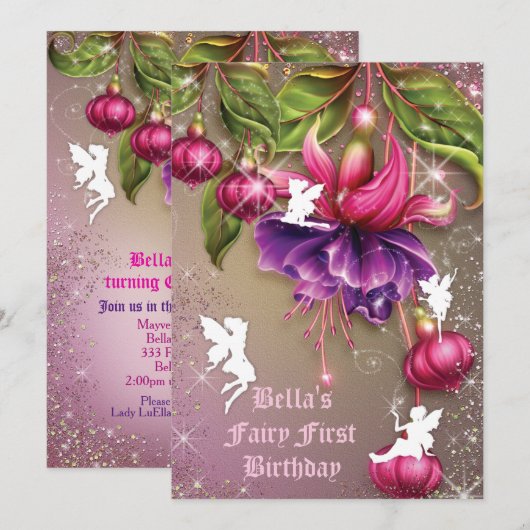 Enchanted Woodland Fairy Forest Party Invitation Kaart (Voorkant / Achterkant)