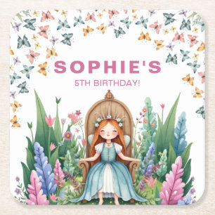 Enchanted Woodland Fairy Princess Verjaardag Kartonnen Onderzetters