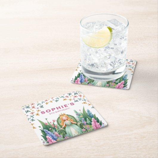 Enchanted Woodland Fairy Princess Verjaardag Kartonnen Onderzetters (Insitu)