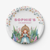 Enchanted Woodland Fairy Princess Verjaardag Papieren Bordje (Voorkant)