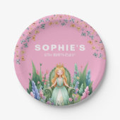 Enchanted Woodland Fairy Princess Verjaardag Papieren Bordje (Voorkant)