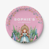 Enchanted Woodland Fairy Princess Verjaardag Papieren Bordje (Voorkant)