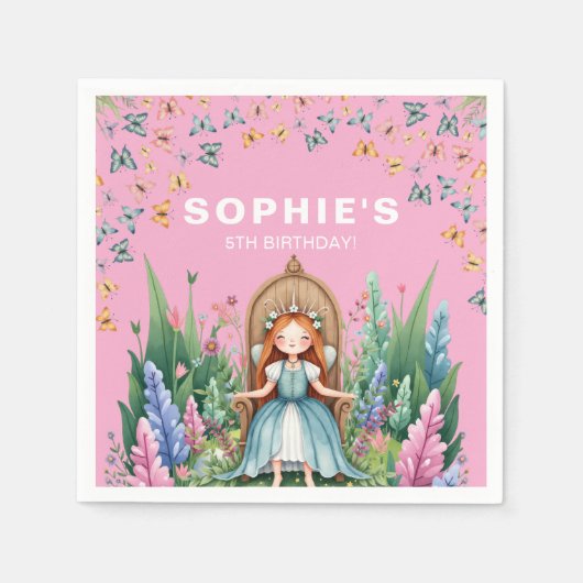 Enchanted Woodland Fairy Princess Verjaardag Servet (Voorkant)