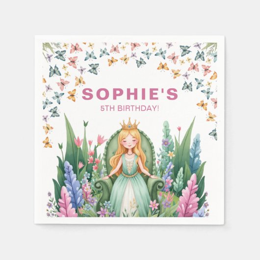 Enchanted Woodland Fairy Princess Verjaardag Servet (Voorkant)