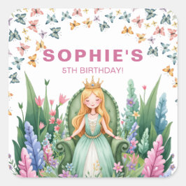 Enchanted Woodland Fairy Princess Verjaardag Vierkante Sticker
