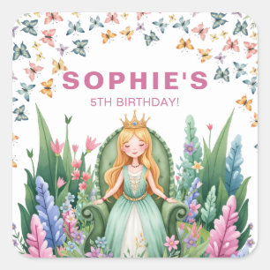 Enchanted Woodland Fairy Princess Verjaardag Vierkante Sticker