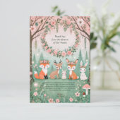 Enchanted Woodland Forest Creatures Baby shower Bedankkaart (Staand voorkant)