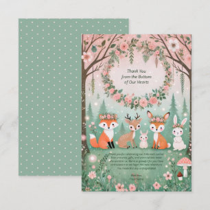 Enchanted Woodland Forest Creatures Baby shower Bedankkaart