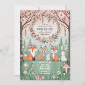 Enchanted Woodland Forest Creatures Baby shower Kaart (Voorkant)