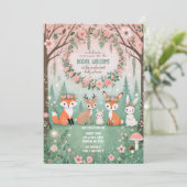 Enchanted Woodland Forest Creatures Baby shower Kaart (Staand voorkant)