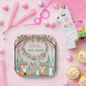 Enchanted Woodland Forest Creatures Baby shower Papieren Bordje (Feest)