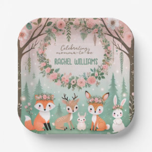 Enchanted Woodland Forest Creatures Baby shower Papieren Bordje