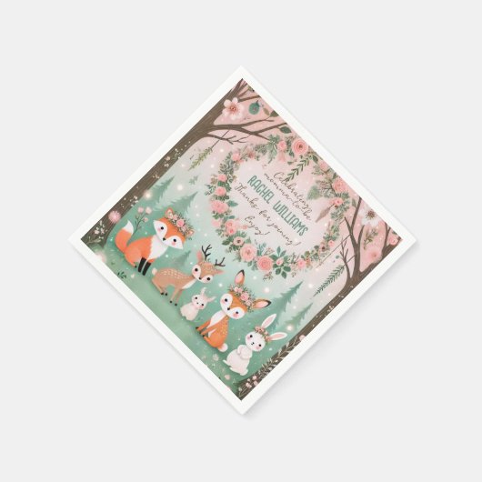 Enchanted Woodland Forest Creatures Baby shower Servet (Hoek)