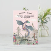 Enchanted Woodland Forest Dragon Birthday Invitati Kaart (Staand voorkant)