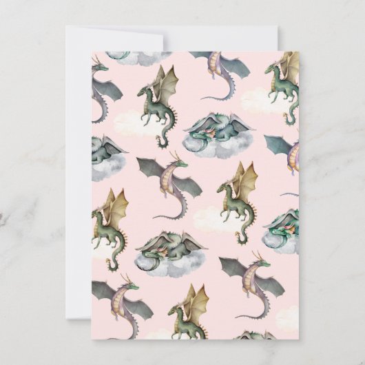 Enchanted Woodland Forest Dragon Birthday Invitati Kaart (Achterkant)