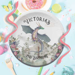Enchanted Woodland Forest Dragon Birthday Papieren Bordje