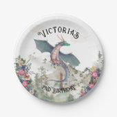 Enchanted Woodland Forest Dragon Birthday Papieren Bordje (Voorkant)