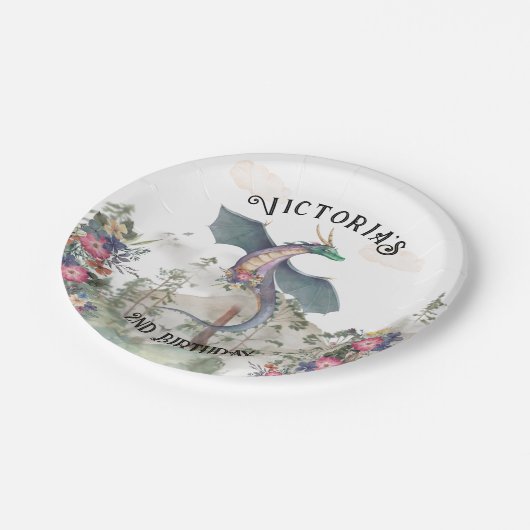 Enchanted Woodland Forest Dragon Birthday Papieren Bordje (Gekanteld)