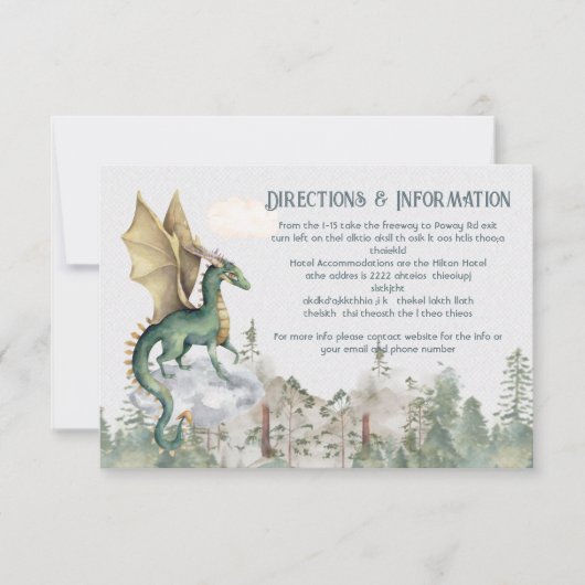 Enchanted Woodland Forest Dragon - Info-kaart RSVP Kaartje (Voorkant)