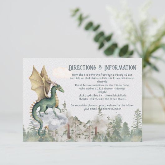 Enchanted Woodland Forest Dragon - Info-kaart RSVP Kaartje (Staand voorkant)