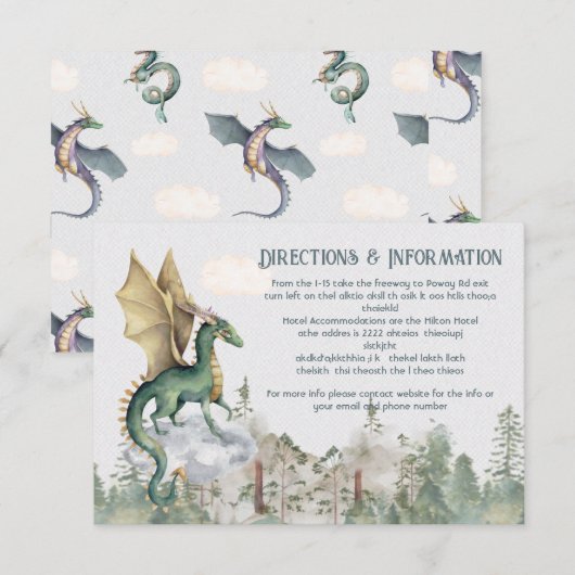 Enchanted Woodland Forest Dragon - Info-kaart RSVP Kaartje (Voorkant / Achterkant)
