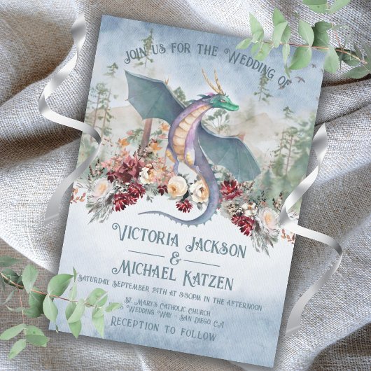 Enchanted Woodland Forest Dragon Wedding Kaart
