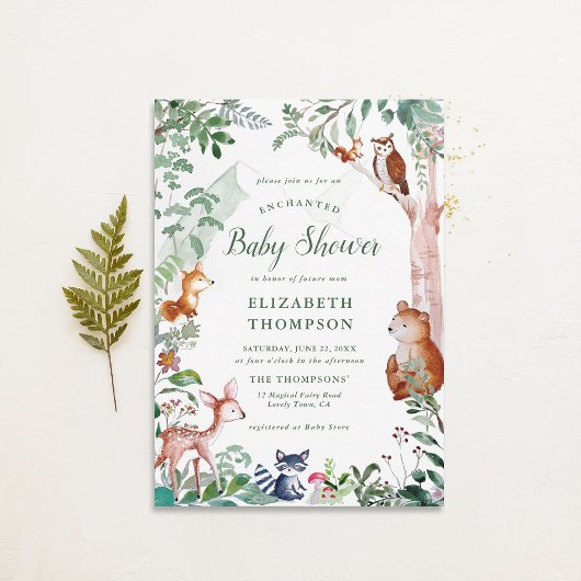 Enchanted Woodland Forest Neutraal Schattige Baby  Kaart