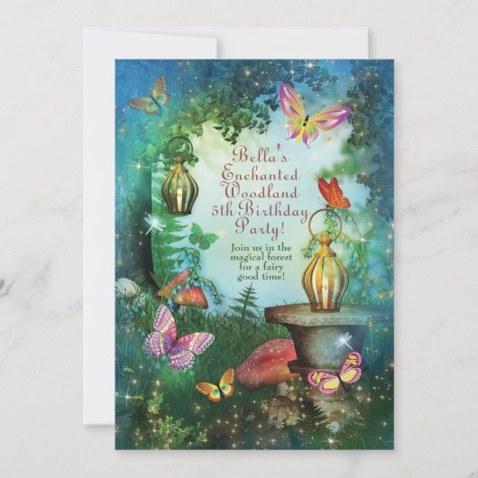 Enchanted Woodland Forest Party Invitation Kaart (Voorkant)