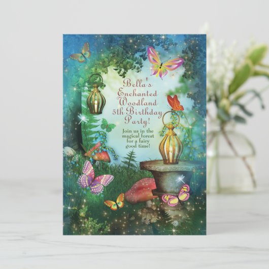 Enchanted Woodland Forest Party Invitation Kaart (Staand voorkant)