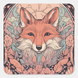 Enchanted Woodland Fox D13 Vierkante Sticker