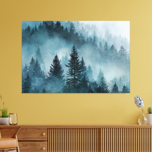 Enchanted Woodland in Blue Canvas Afdruk (Insitu (Woonkamer))