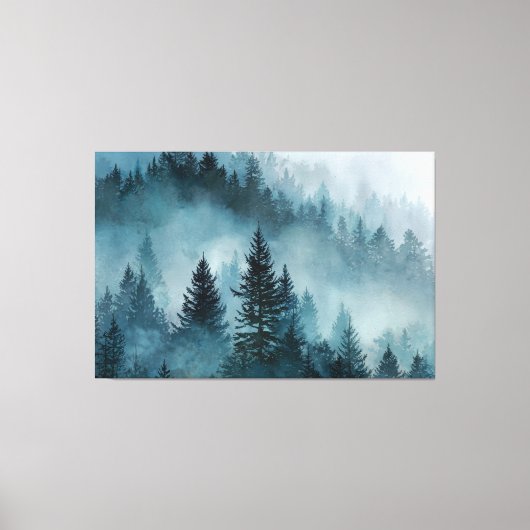 Enchanted Woodland in Blue Canvas Afdruk (Voorkant)