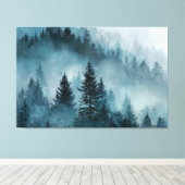 Enchanted Woodland in Blue Canvas Afdruk (Insitu (Houten vloer))