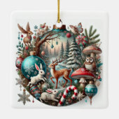 Enchanted Woodland Kerstversiering – Magisch Na Keramisch Ornament (Achterkant)
