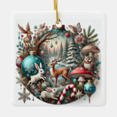 Enchanted Woodland Kerstversiering – Magisch Na Keramisch Ornament (Voorkant)