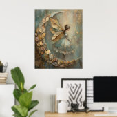 Enchanted Woodland Leaf Fairy Fantasy Art Poster (Thuiskantoor)