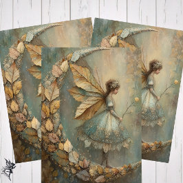 Enchanted Woodland Leaf Fairy Watercolor Fantasy Inpakpapier Vel