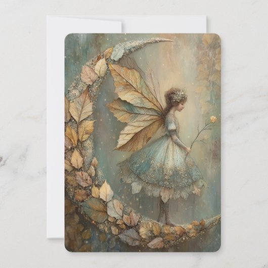 Enchanted Woodland Leaf Fairy Watercolor Fantasy Kaart (Voorkant)